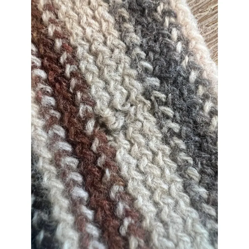 VTG William Brunton Hand Knits Scarf 100% Lambswool Made Scotland Striped Fringe